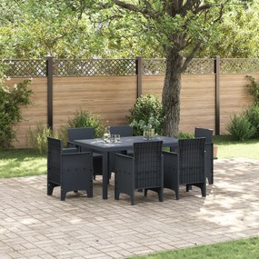 vidaXL Set dining grădină 7 pcs Antracit Rattan PE