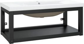 vidaXL Cadru lavoar baie cu chiuvetă încorporată, negru, fier