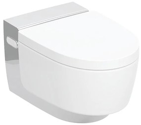 Set vas WC suspendat, Geberit, AquaClean Mera Comfort, rimless, capac cu funcție de bideu, alb/crom