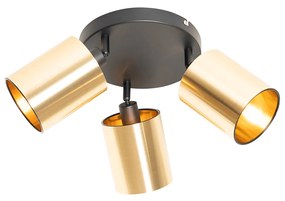 Spotlight modern negru cu auriu cu 3 lumini - Lofty
