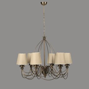 Candelabru pe lanț CLASSIC 6xE14/40W/230V bronz/bej