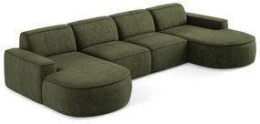 Colțar verde cu tapițerie din chenille (în formă de "U") Omao – Makamii