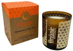 Lumânare aromată organică Mandarin &amp; Bay Leaf200 g în sticlă cu folie aurie