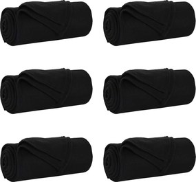 vidaXL Pături de aruncat 6 pcs Negru 170 x 130 cm Molton