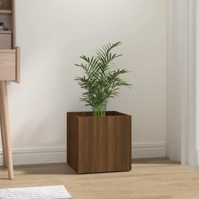 Jardiniera cutie, stejar maro, 40x40x40 cm, lemn compozit 1, Stejar brun