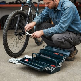 DURHAND Cutie de unelte Caseta de unelte Montaj Cufăr de unelte gol economisire spațiu cu 5 rafturi pliante stabil Oțel (SPCC) Verde închis 45 x 20 x 34,5 cm | Aosom Romania