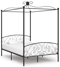 284476 vidaXL Cadru de pat cu baldachin, negru, 120 x 200 cm, metal