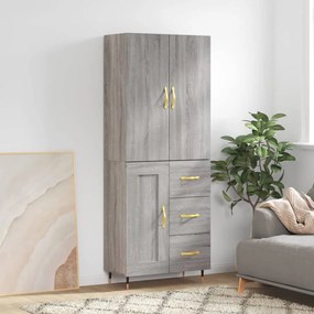 3196001 vidaXL Dulap înalt, gri sonoma, 69,5x34x180 cm, lemn compozit