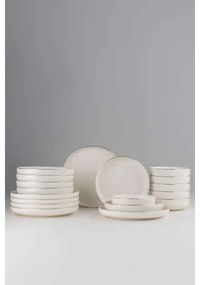 Set de 18 piese din porțelan, alb cu accente aurii