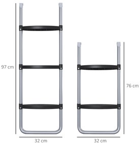 SPORTNOW Scară Acces Trambulină 3 Trepte sau 2 Trepte Late Capacitate 120kg 97x32cm | Aosom Romania