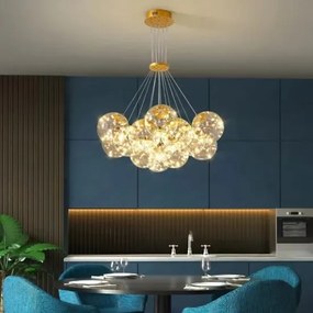 Lustra led suspendata Elit's, Zuya 13 globuri Gold, 104w