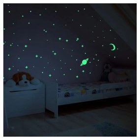 Autocolant fosforescent pentru perete Ambiance Moon and Planets