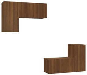 Set dulapuri TV, 4 piese, stejar maro, lemn prelucrat 4, Stejar brun, 60 x 30 x 30 cm
