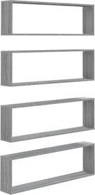 vidaXL Rafturi de perete cub, 4 buc., gri sonoma, 100x15x30 cm, lemn