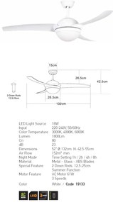 Lustra LED cu Ventilator si telecomanda Hayri alb