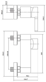 Baterie dus Cersanit Luvio, crom lucios