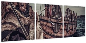 Tablou - Războinic viking (cu ceas) (90x30 cm)