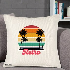 Perna Decorativa Retro Sunset Palmieri, 40x40 cm, Crem Reliefat, Husa Detasabila, Perna Inclusa, BEKZ®