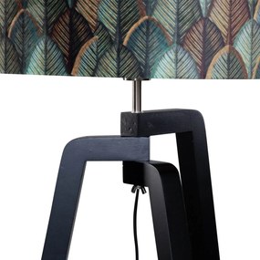 Lampă de podea neagră cu abajur din catifea cu design frunze 50cm - Puros