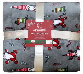 Pătură cu microplush de Crăciun gri închis CANDY CANE Dimensiune: 160 x 200 cm