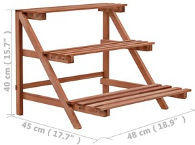 Stativ de plante cu 3 rafturi, lemn de cedru, 48x45x40 cm 1, 48 x 45 x 40 cm