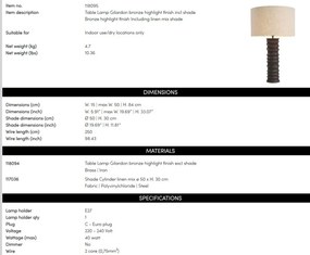 Veioza, Lampa de masa eleganta design LUX Gilardon bronz