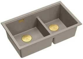 Chiuveta compozit sub blat Quadron Logan 120 bej soft taupe - auriu 76x45 cm