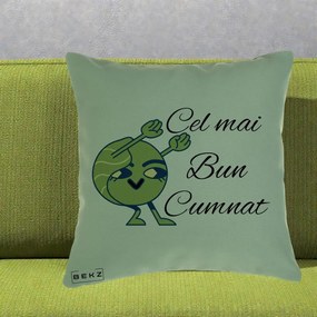 Cadou pentru Cumnat - Perna Personalizata Cel mai Bun Cumnat cu Personaj Funny Verde, 40x40 cm, Verde, Husa Detasabila, Perna Inclusa, BEKZ®