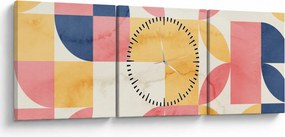 Tablou - Abstracție cu modele retro (cu ceas) (90x30 cm)