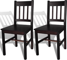 vidaXL Scaune de bucătărie, 2 buc., maro închis, lemn de pin