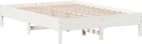 vidaXL Cadru de pat fără saltea, alb, 160x200 cm, lemn masiv pin