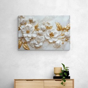 Tablou flori 3D cu frunze de aur