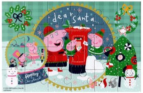 Puzzle pentru copii 4 in 1 PEPPA PIG cu om de zapada, 19x29 cm