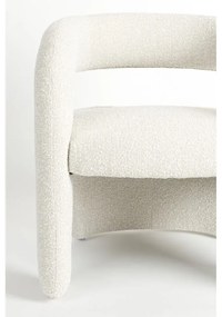 Fotoliu alb cu tapițerie din țesătură bouclé Nova – White Label