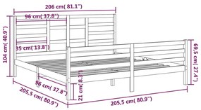 Cadru de pat, alb, 200x200 cm, lemn masiv Alb, 200 x 200 cm