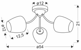 Lustră aplicată ZINA 3xE27/40W/230V alamă/alb