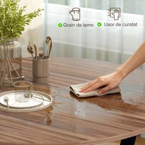 HOMCOM Masă Rotundă de Sufragerie pentru 2 Persoane cu Suport în X, Masă Modernă din Lemn și Oțel, Ø90x76 cm, Maro | Aosom Romania