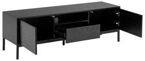 Comodă TV neagră cu aspect de lemn de frasin 140x45 cm Seaford – Actona