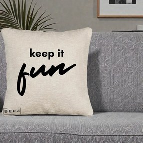 Perna Decorativa Keep It Fun, 40x40 cm, Bej Canapea, Husa Detasabila, Perna Inclusa, BEKZ®