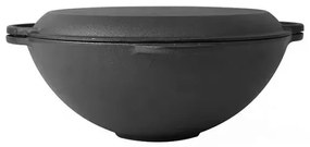 Oala fonta wok cu capac, 3 in 1, 32cm, Perfect Home 12411, capac tigaie