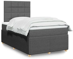 vidaXL Pat box spring cu saltea, gri închis, 120x200 cm, textil