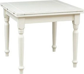 Masa pliabila, L90(180) 90 H80 cm, culoare alb antic, Lemn masiv