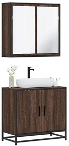 vidaXL Set mobilier de baie, 2 piese, stejar maro, lemn prelucrat