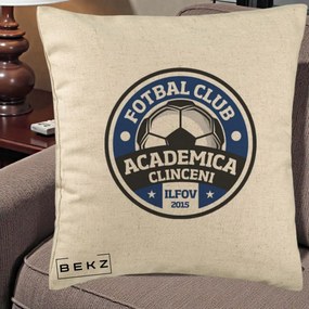 Perna Personalizata Academica Clinceni Fotbal Club, 40x40 cm, Bej, Husa Detasabila, Perna Inclusa, BEKZ®