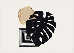 Tablou pe sticlă - Abstracție cu frunze tropicale N⁰2 (70x50 cm)