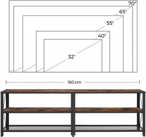 COTVI10 - Comoda TV 160x39x52 cm, living, dormitor, stil industrial - Maro