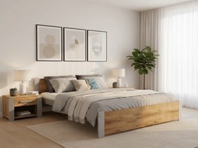 Pat de o persoana IKAROS 120 x 200 cm, stejar artisan/gri Saltele: Cu saltele Sommera 18 cm, Somiera pat: Cu lamele drepte