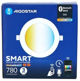 SET 3x corp de iluminat LED dimabil încastrat Aigostar MESH 9W/230V 2700K-6500K d. 14,5 cm