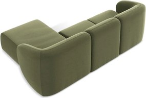 Colțar verde cu tapițerie din catifea (cu colț pe partea dreaptă/cu șezlong) Lani – Makamii