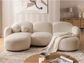 Colțar maro deschis cu tapițerie din țesătură bouclé (în formă de "U") Orbit – Ropez